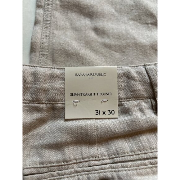 banana republic slim Straight Beige Linen pants Size 31 X 30 NWT - Picture 5 of 7